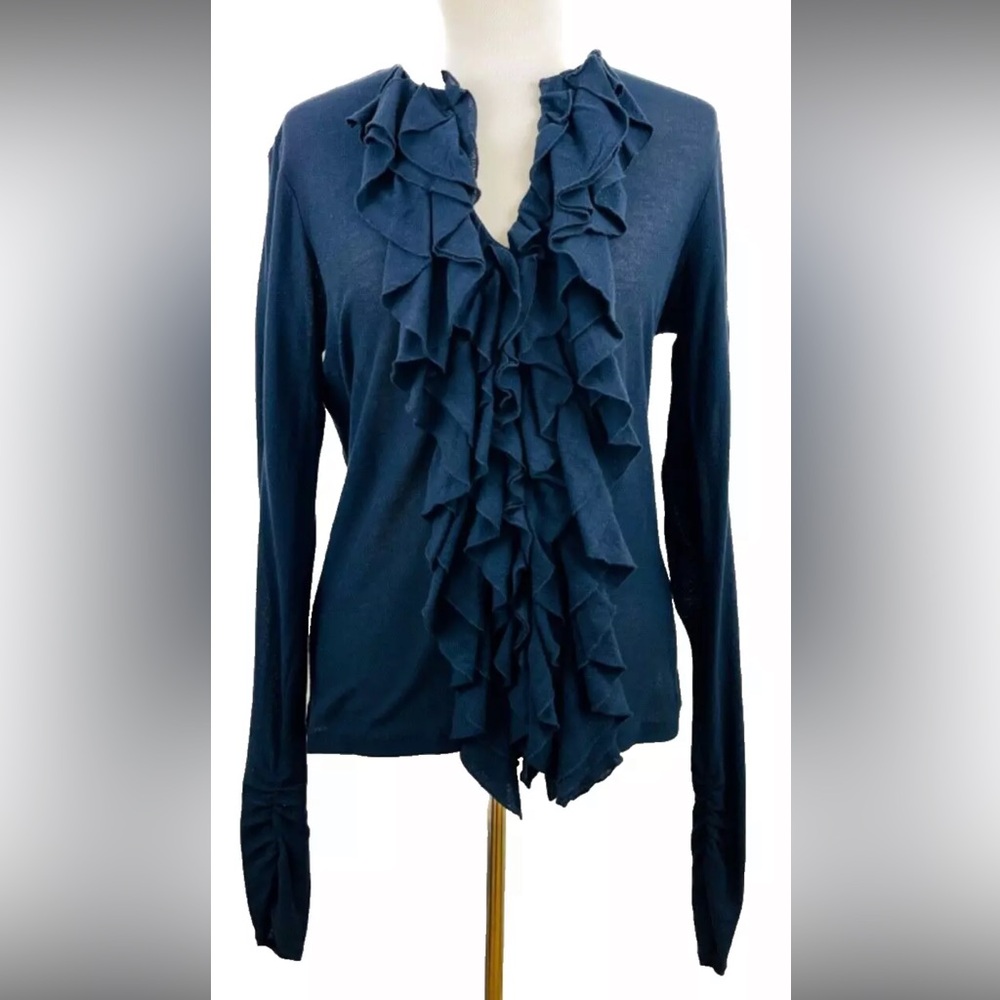 NWT navy blue ruffle Ralph Lauren blouse